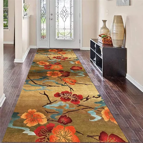 Vista 2 de Alfombra larga tradicional para pasillo, alfombra antideslizante para pasillo, cocina, entrada, longitud 3.3 ft, 4.9 ft, 6.6 ft, 8.2 ft, 11.5 ft