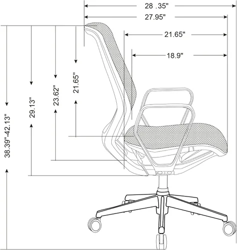 Vista 7 de WorkPro® Sentrix Silla de oficina ergonómica de malla/malla con respaldo medio, brazos fijos, negro, compatible con BIFMA