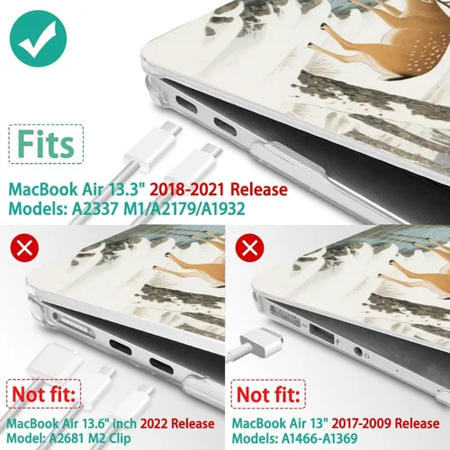 Vista 4 de Funda compatible con MacBook Air de 13 pulgadas 2022, 2021-2018 M1 A2337 A2179 A1932, carcasa de plástico duro y duradera y cubierta de teclado