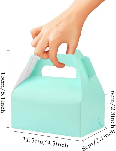 Vista 7 de Gable Treat - 30 cajas pequeñas de regalo, papel de estraza de cartón azul para regalo de fiesta, cajas de galletas de postre para cumpleaños, baby