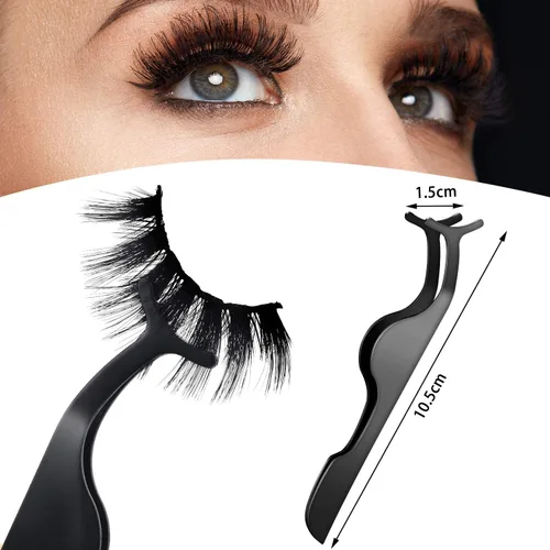 Vista 2 de 24 piezas de herramienta aplicadora de pestañas postizas, pinzas de extensión de pestañas de acero inoxidable, pinzas removedoras de clip, pinzas