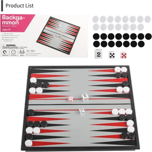 Vista 5 de Andux Juego de mesa portátil de backgammon magnético plegable CXSLQ-01 (S) 2205