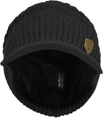 Vista 3 de JaneyRubbins Gorro deportivo de invierno para exteriores con visera de punto con ala y forro polar cálido para hombres y mujeres talla única