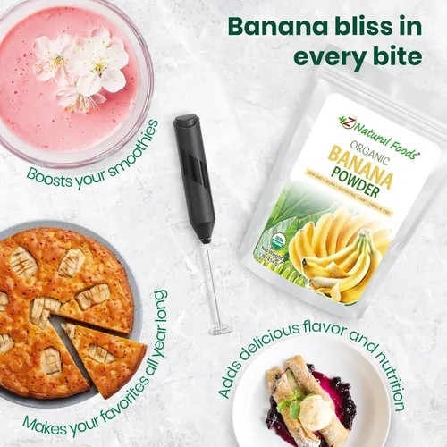 Vista 7 de Z Natural Foods Polvo de plátano orgánico, suplemento de fibra para una piel brillante e inmunidad mejorada, ideal en jugos, batidos y recetas, sin