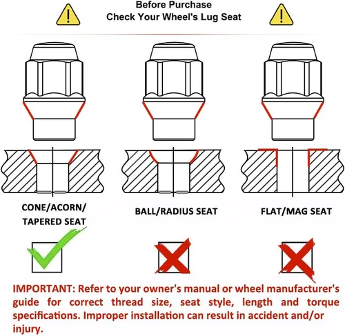 Vista 7 de White Knight Tuercas roscadas de 1/2 a 20 para ruedas de repuesto o de fábrica, 4 tuercas cromadas - Asiento ET Bulge - Acero al carbono para una
