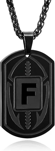 Vista 77 de Graduation Gifts - Football Initial Necklace for Men Boys Kids Teen Dog Tag Stainless Steel Black Letter Pendant Sport Football Athletes Jewelry
