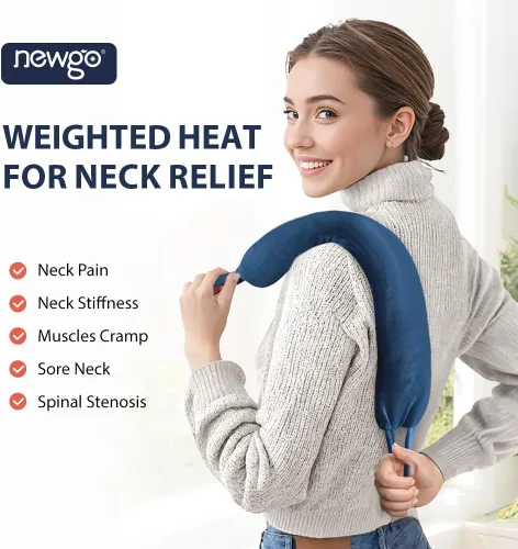 Vista 2 de NEWGO Envoltura térmica para aliviar el dolor de cuello para microondas con correas, almohadilla térmica reutilizable de terapia caliente