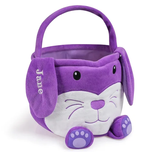 Vista 8 de Cesta de Pascua personalizada para niños, conejo rosa