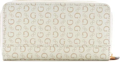 Vista 2 de GUESS Bolso de mano con cremallera y logotipo marrón blanco para mujer Blanco Multi Mini Cartera pequeña