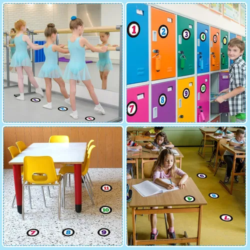 Vista 5 de FaCraft Puntos de alineación para el aula, 36 piezas de puntos de línea para el aula, calcomanías de alineación para profesores, jardín de infantes