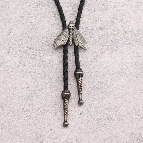 Vista 54 de Jeilwiy Corbata de bolo para hombre, corbata de vaquero occidental, collar de corbata de bolo dorado, corbata de cuero, corbata de Halloween