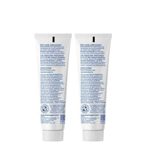Vista 5 de Essential Oxygen Pasta dental orgánica certificada BR, para dientes más blancos, aliento fresco, encías más felices, sensibilidad dental, menta, 4
