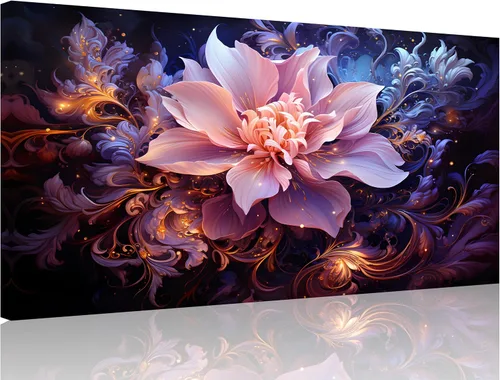 Vista 39 de TutuBeer 1 Panel Bauhinia Flor Roja China Bauhinia Flor Púrpura Planta Botánica Imagen de Flor Obra de Arte Pintura al Óleo sobre Lienzo Estirado