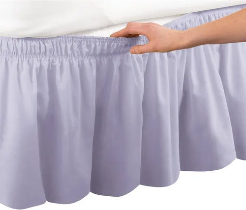 Vista 9 de Collections Etc falda de cama con volantes, elástica, antipolvo