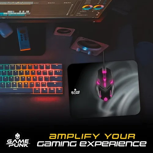 Vista 6 de GAME PUNK Phantazma Mouse para juegos con cable, accesorios para juegos, mouse de computadora con luces LED RGB Mouse ergonómico para PC