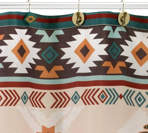 Vista 2 de Avanti Linens - Cortina de ducha de tela, artículos esenciales decorativos para el baño (colección Navajo Dance, 72 pulgadas)