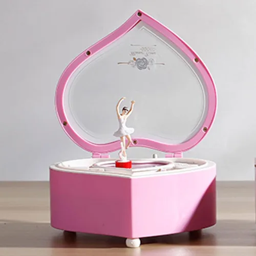 Vista 3 de Naysku Caja de joyería musical Caja de joyería musical de corazón, caja de joyería para niñas, caja de música para niños, caja de joyería musical