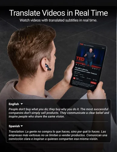 Vista 7 de Timekettle W4 Plus AI Translator Earbuds, pastilla de conducción ósea Azul