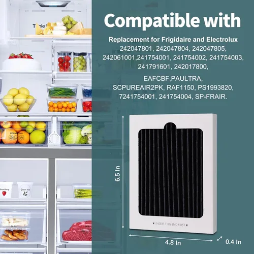Vista 3 de Paquete de 3 filtros de aire para refrigerador Frigidaire PAULTRA Pure Air Ultra, filtro de aire EAFCBF compatible con Electrolux, reduce los olores
