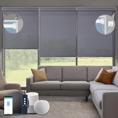 Vista 38 de Persianas enrollables inteligentes, persianas enrollables con cable 1% de apertura, compatibles con Google Home Alexa, persianas automáticas 1%