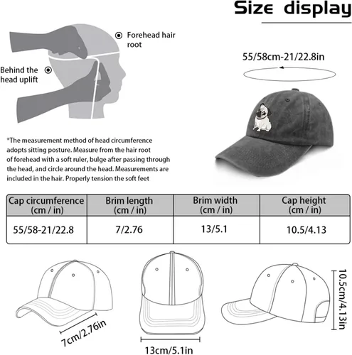 Vista 3 de Sombreros para papá, sombrero de perro carlino para papá, gorras vintage para mujer