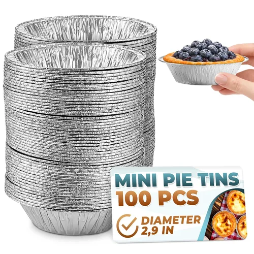 Vista 11 de LEGLO Moldes redondos de aluminio para tartas, 50 unidades, 6 en moldes