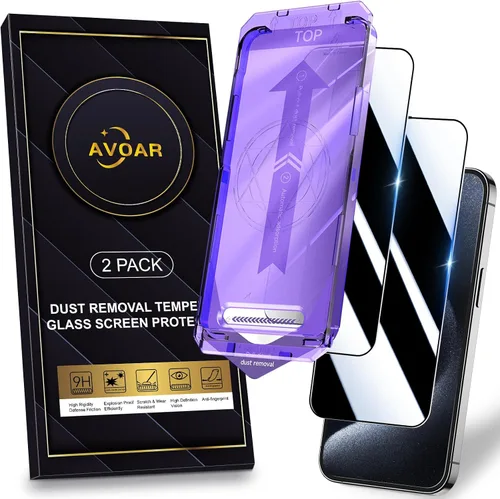 Vista 25 de Paquete de 2 protectores de pantalla de privacidad para iPhone 13 Pro Max /14 Plus [kit de alineación automática] vidrio templado, protección