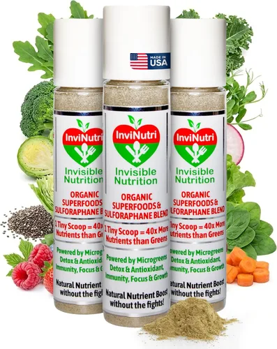 Vista 10 de InviNutri Superalimento en polvo para comedores sensoriales y quisquillosos. Una cucharada diminuta - 40 veces rica en nutrientes, 30 mg