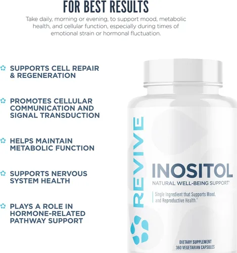 Vista 5 de Revive MD - Suplemento de inositol para hombres y mujeres, apoyo del estado de ánimo, equilibrio hormonal y salud reproductiva, apto para veganos