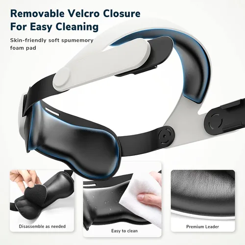 Vista 6 de Head Strap with Battery Pack for Oculus Quest 2 MEYIN 3350mAh Fast Charging VR Power Adjustable Strap and Ear Muffs Accessories for Quest 2 Enhanced