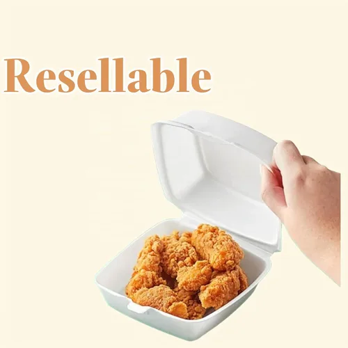 Vista 3 de Mr Miracle Recipientes de espuma de 6 x 6 pulgadas, contenedores desechables de espuma de poliestireno para alimentos, tapa con bisagras, 50