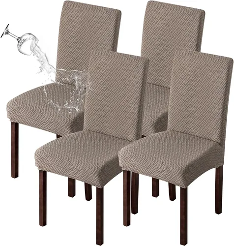 Vista 21 de Genina Fundas impermeables para sillas de comedor, cocina, fundas para sillas de comedor Parson (beige, 2 unidades)