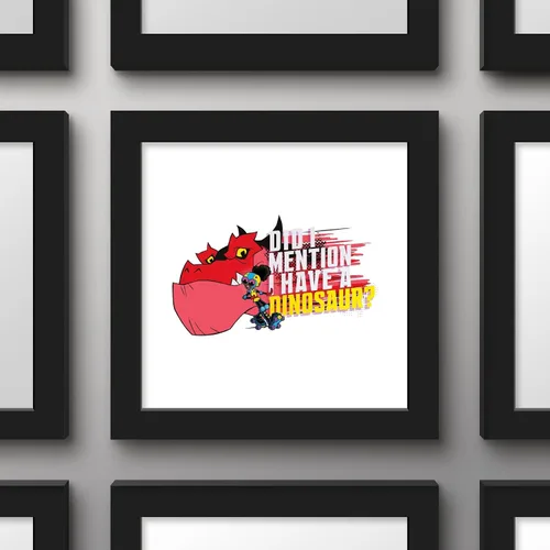 Vista 2 de Trends International Gallery Pops Marvel Moon Girl and Devil Dinosaur - Arte de pared con texto en inglés "I Have A Dinosaurio", versión enmarcada