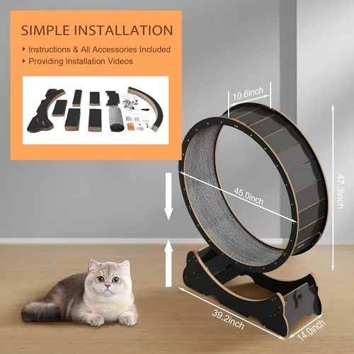 Vista 6 de Rueda de ejercicios para gatos, de 48 pulgadas XL para gatos grandes, rueda de gato para gatos