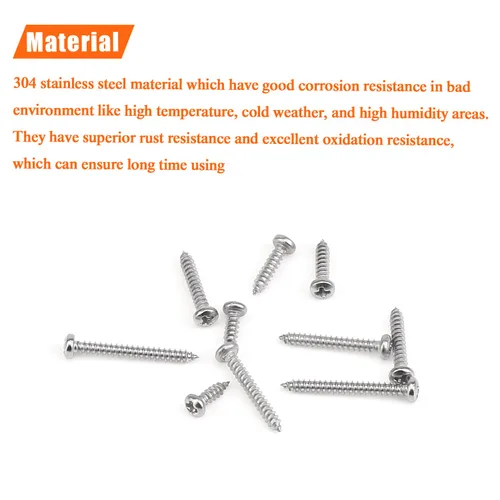 Vista 2 de HELIFOUNER - Juego de 250 tornillos para madera Phillips Pan Head Autorroscantes #2 x 1/4" 3/8" 1/2" 5/8" 3/4", kit surtido de 250 tornillos