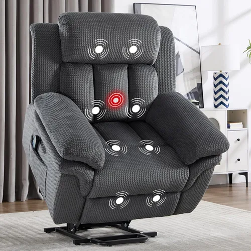 Vista 18 de CANMOV Juego de sofá reclinable, sofá biplaza reclinable manual y sofá de 3 plazas con reposabrazos sobrerelleno para sala de estar, muebles de Gris