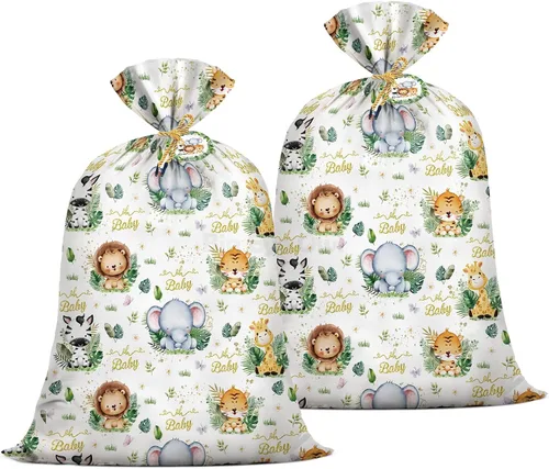 Vista 9 de Big Eye Owl Bolsas grandes para baby shower, safari, animales de la selva, bolsas de regalo, bolsa de regalo de plástico, envoltura de regalo, baby