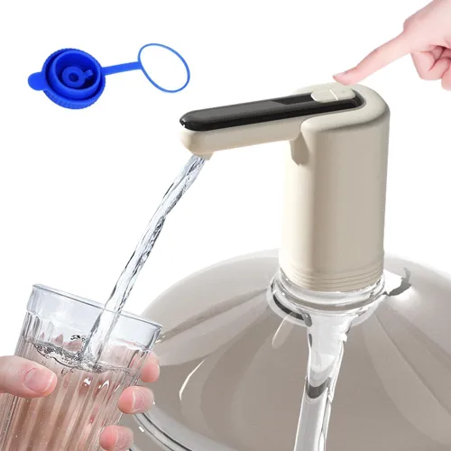 Vista 6 de Bomba automática de agua potable, carga USB, agua eléctrica portátil para 2-5 galones con 2 siliconas, dos bombas de agua integradas (negro)