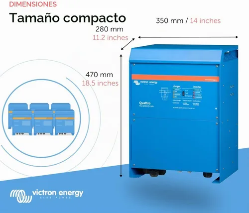 Vista 3 de Victron Energy Quattro - Inversor de onda sinusoidal pura de 5000 VA de 12 voltios y cargador de batería de 220 amperios