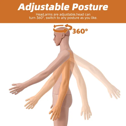 Vista 5 de Maniquí de cuerpo completo, maniquí desmontable ajustable con soporte para costura, sastrería, diseño de disfraz de cosplay y exhibición