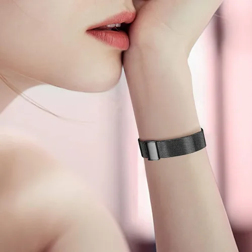 Vista 5 de Joyozy Correa delgada de acero inoxidable compatible con Apple Watch de 1.49, 1.57, 1.61, 1.65, 1.73, 1.77 y 1.81 pulgadas, correa milanesa con Negro