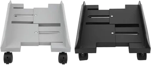 Vista 9 de Soporte de CPU para PC Caja de computadora Soporte de torre Soporte de almacenamiento de mainframe con freno con 4 ruedas giratorias (gris)