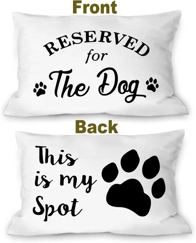 Vista 2 de Burosev Reservado para el perro, fundas de almohada suaves reversibles de doble cara, divertida pata de mascota This is My Spot, decoración