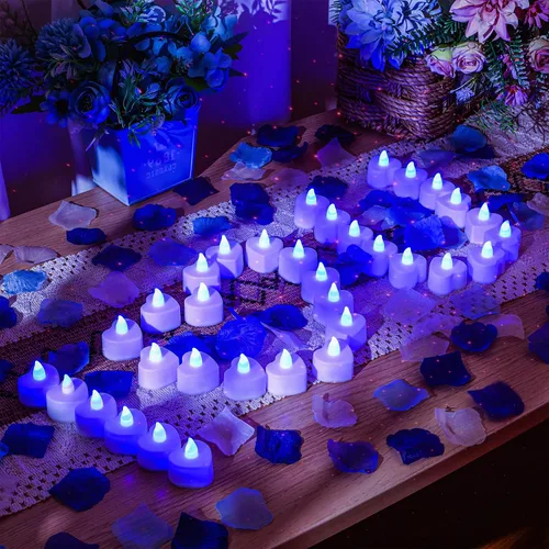 Vista 6 de Honoson 1000 pétalos de rosa artificiales con 24 velas LED en forma de corazón sin llama, decoraciones nocturnas románticas especiales para Blanco