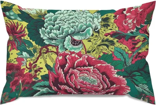 Vista 77 de ArogGeld Funda de almohada blanca con flores chinoiserie, funda de almohada para sofá, diseño floral verde y blanco, funda de almohada de lino A-12