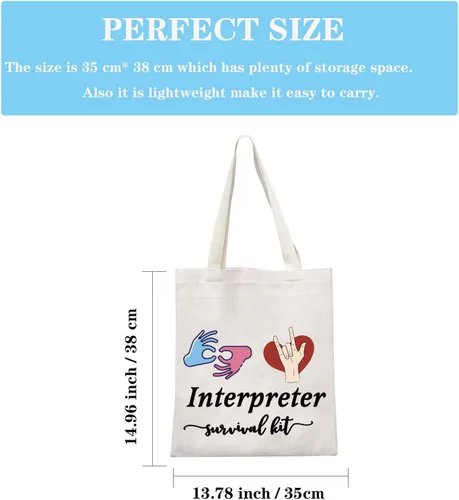 Vista 2 de GJTIM Interprete Bolsa con cremallera para intérprete de supervivencia, bolsa de maquillaje de regalo, para intérprete de lenguaje de signos ASL