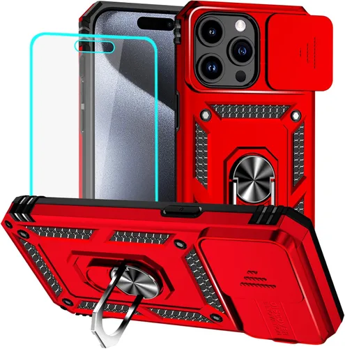 Vista 45 de HNHYGETE Funda para iPhone 12 Pro Max con protector de pantalla: [grado militar de 20 pies probada en caídas] Funda protectora para cámara Negro