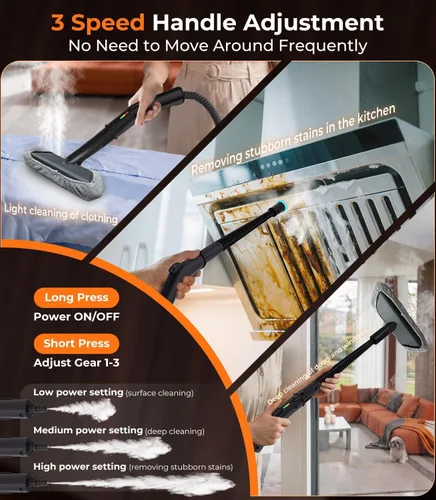 Vista 7 de C4A Steam Cleaner【Industry No.1 Handheld Steam Control】105°C+ High-Temperature Steam Cleaner【Direct Start/Stop from Steam Gun】Easy One-Hand Black