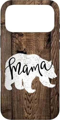 Vista 22 de Woodgrain Rustic Farmhouse Shiplap Brown Wooden Mama Bear Case for iPhone 17