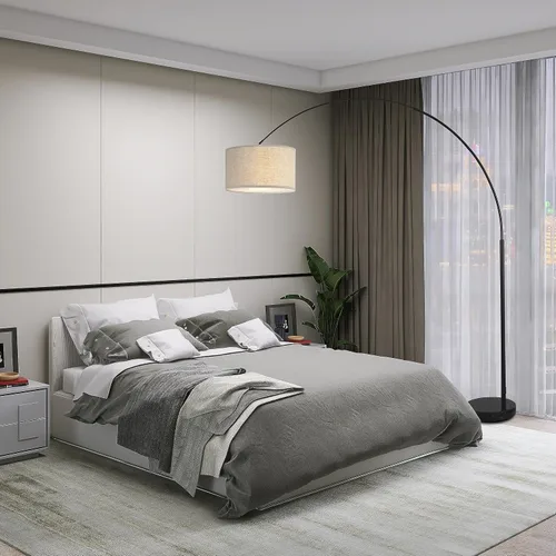 Vista 2 de SH Lighting - Lámpara de pie de arco ajustable de acero con base de mármol
